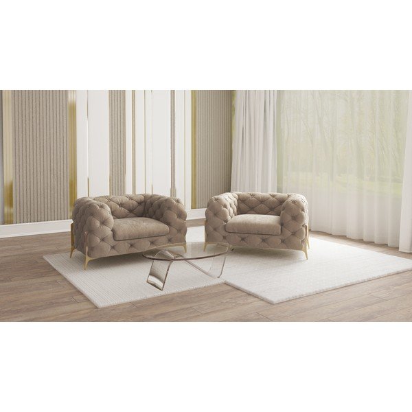 Pelēkbēšs samta atpūtas krēsls Chelsea Bis – Ropez-image-1