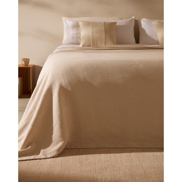Bēšs kokvilnas gultas pārklājs 240x260 cm Bedar – Kave Home-image-1
