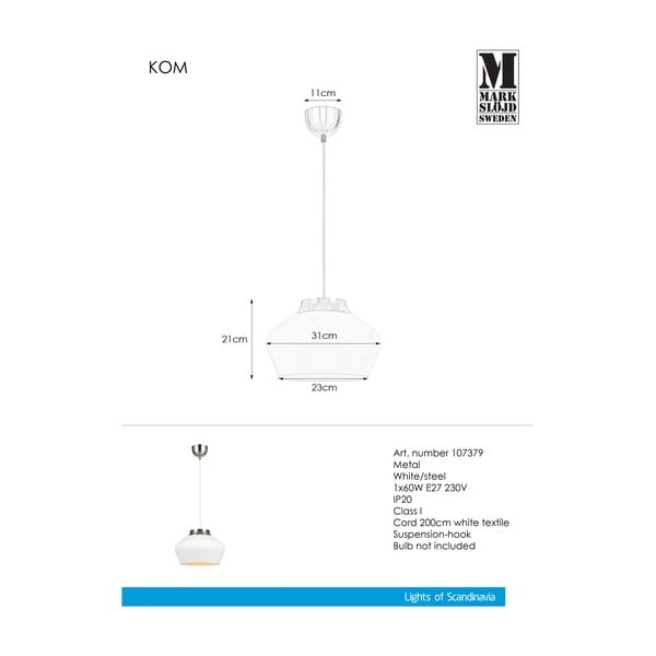 Balta griestu lampa Markslöjd Kom-image-2