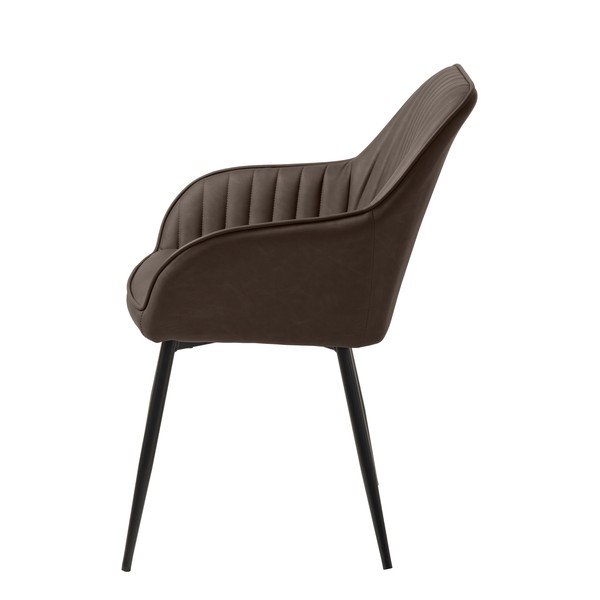 Tumši brūns polsterēts ēdamistabas krēsls ar roku balstiem Melfort – Unique Furniture-image-2