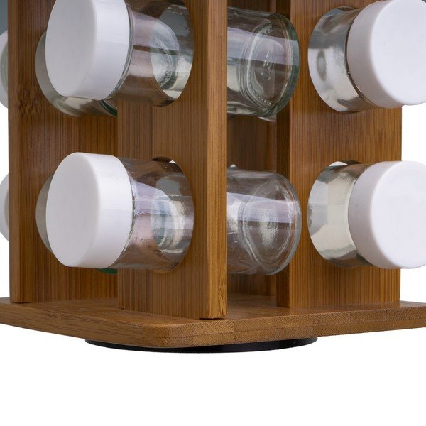 Garšvielu trauki ar statīvu (12 gab.) Bamboo Walnut – Casa Selección-image-1