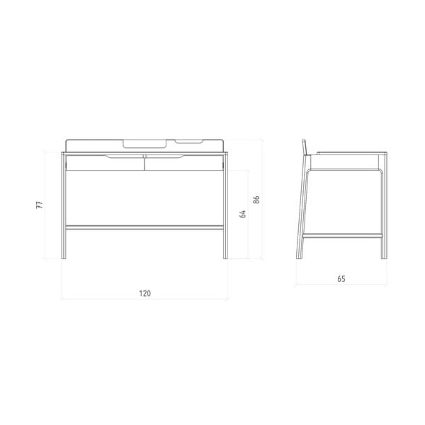 Ozola masīvkoka darba galds 65x120 cm Twig – The Beds-image-4