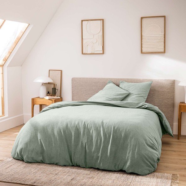 Zaļa divguļamā/īpaši gara trīsdaļīga kokvilnas gultas veļa 240x220 cm Meline – douceur d'intérieur