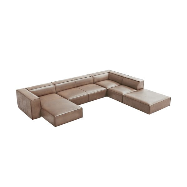 Gaiši brūns ādas stūra dīvāns (labais stūris) Madame – Windsor & Co Sofas-image-2