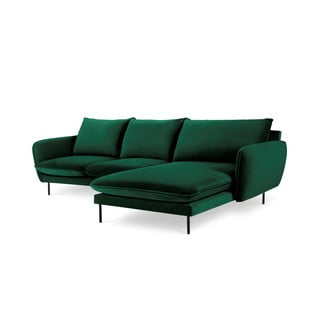 Zaļš samta stūra dīvāns Cosmopolitan Design Vienna, labais stūris