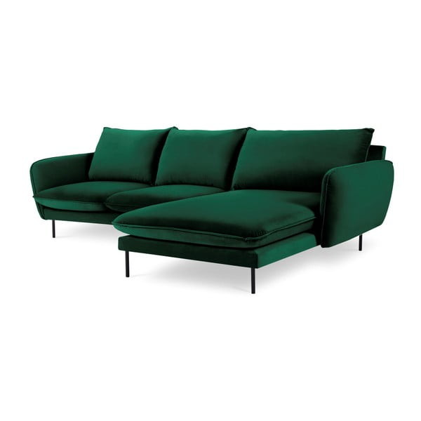 Zaļš samta stūra dīvāns Cosmopolitan Design Vienna, labais stūris