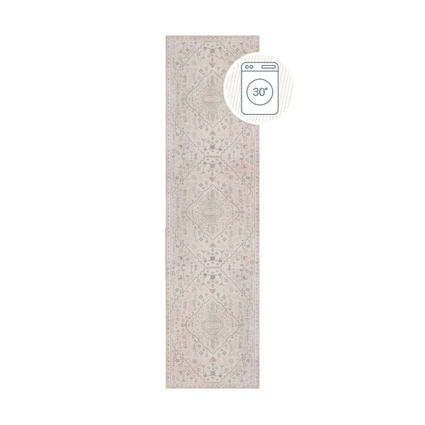 Krēmkrāsas mazgājams celiņa paklājs 60x230 cm Teo Traditional – Flair Rugs
