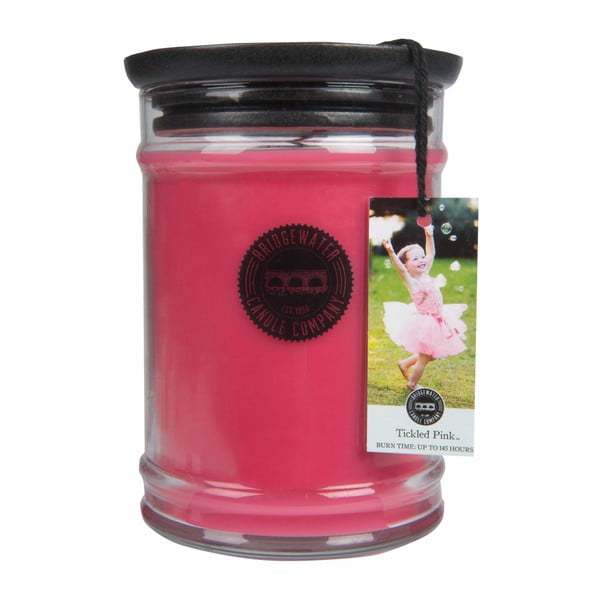 Bridgewater Candle Company Tickled Pink svece stikla kastītē, degšanas laiks 140-160 stundas