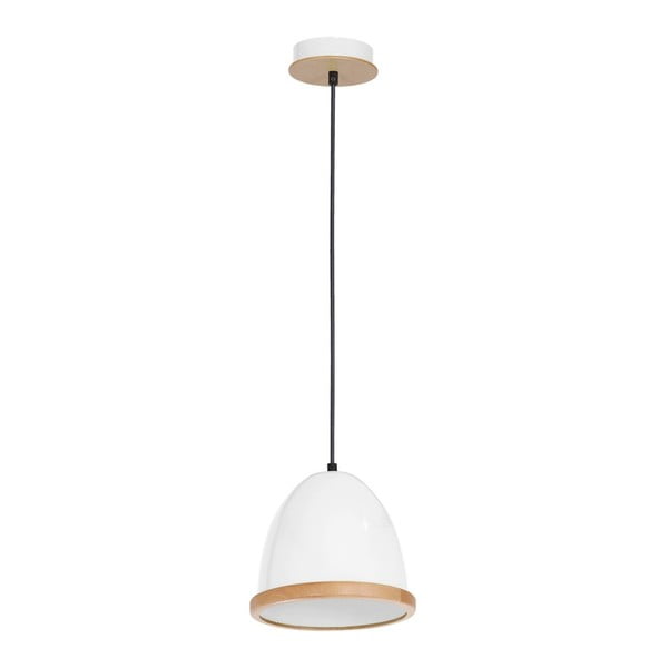Balta piekaramā lampa ar koka detaļām Homemania Studio Uno Lungo