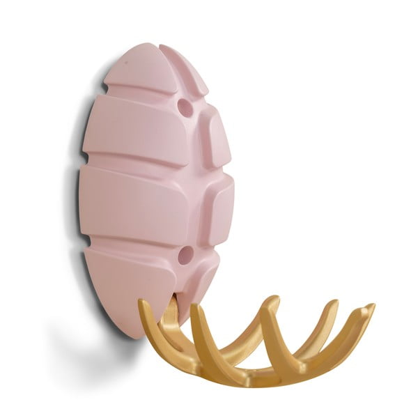 Gaiši rozā/zelta krāsas plastmasas sienas āķis Bug – Spinder Design-image-2