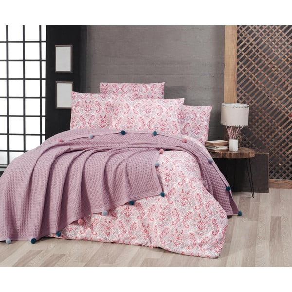 Gaiši rozā kokvilnas gultas pārklājs 200x240 cm – Mila Home