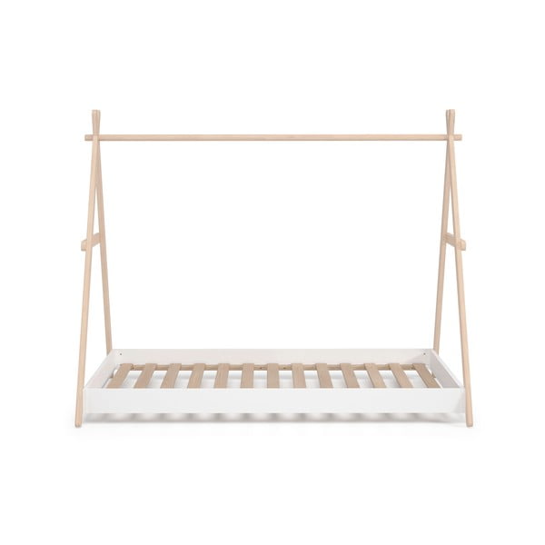 Balta/dabīga toņa priedes masīvkoka bērnu gulta mājas formā 90x200 cm Trufa – Marckeric-image-2