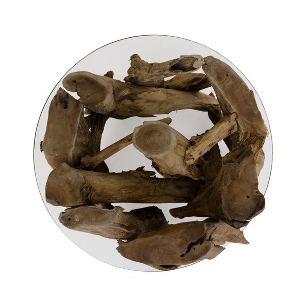 Brūns apaļš žurnālgaldiņš ar stikla galda virsmu ø 60 cm Grand Canyon – House Nordic-image-2
