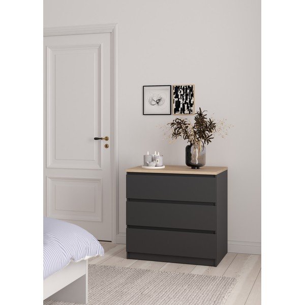 Tumši pelēka kumode 77x76x50 cm Naia – Tvilum-image-1