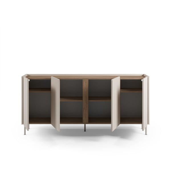 Krēmkrāsas/dabīga toņa kumode ar ozolkoka imitāciju 180x82x40 cm Lucile – Marckeric-image-3