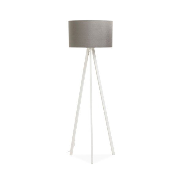 Kokoon Trivet stāvlampa ar baltu struktūru un pelēku abažūru
