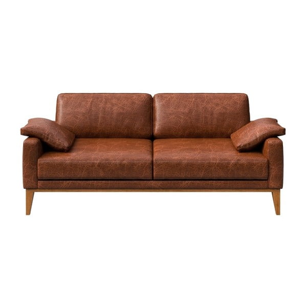 Sarkanbrūns divvietīgs ādas dīvāns MESONICA Musso, 173 cm