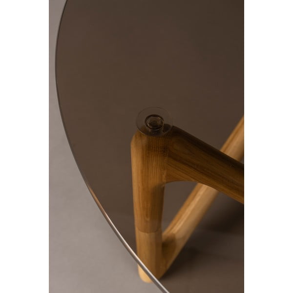 Dabīga toņa apaļš žurnālgaldiņš ar stikla galda virsmu ø 80 cm Naia – Dutchbone-image-2