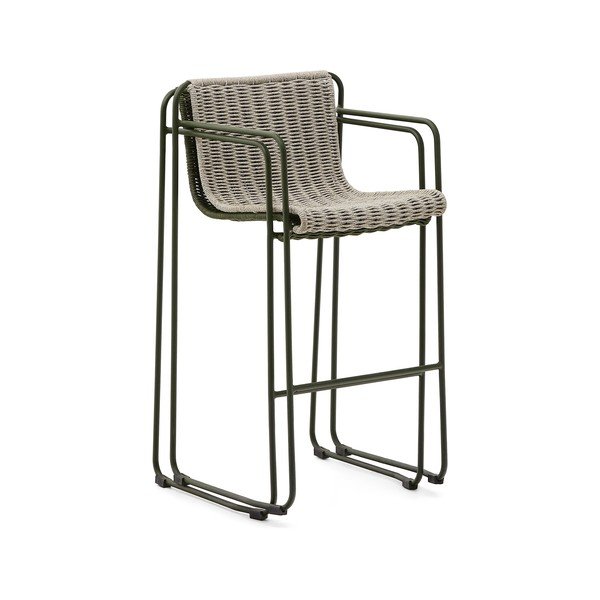 Zaļš metāla dārza bāra krēsls Maurina – Kave Home-image-3
