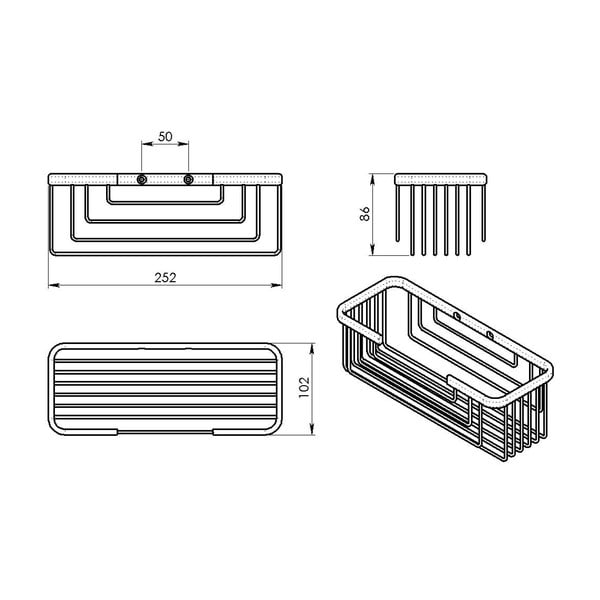 Sudraba krāsas nerūsējošā tērauda sienas vannas istabas plaukts Gedy Smart – Sapho-image-1