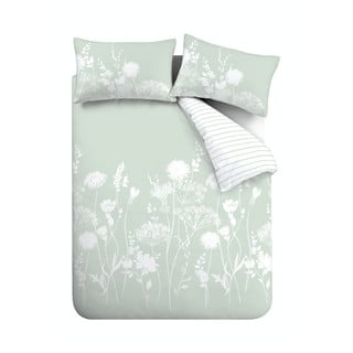 Balta un zaļa gultasveļa Catherine Lansfield Meadowsweet Floral, 135 x 200 cm