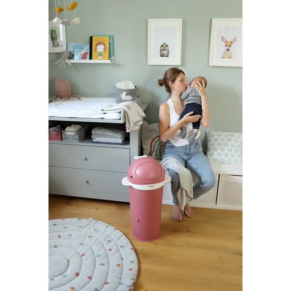 Tumši rozā plastmasas atkritumu tvertne autiņbiksītēm 25 l Whale – Kindsgut-image-3