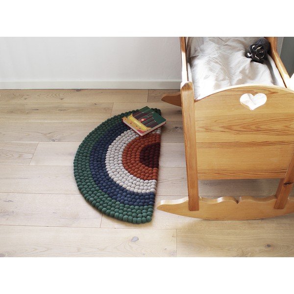 Wooldot Ball Rugs Rainbow Green bērnu bumbiņu vilnas paklājs-image-3