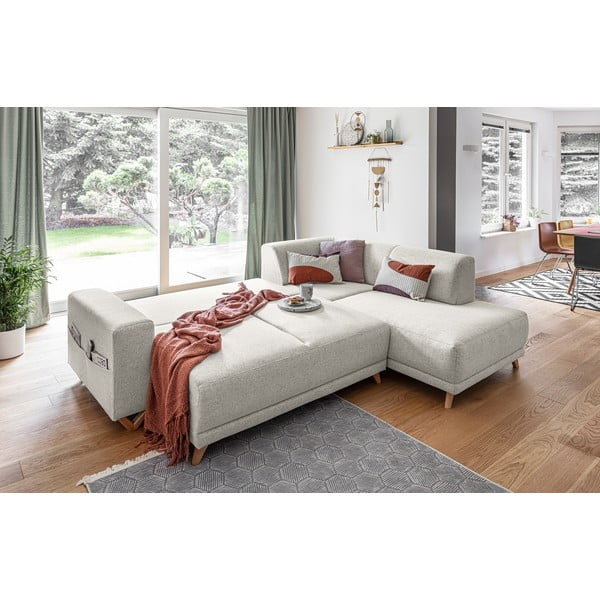 Bēšs salokāms/ar uzglabāšanas vietu stūra dīvāns (ar labo stūri/L veida) Classy Sophie – Miuform-image-4