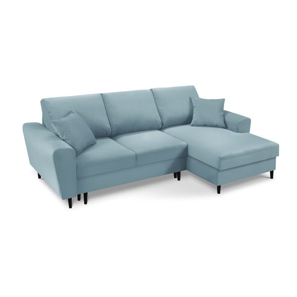 Gaiši zils velveta salokāms stūra dīvāns ar uzglabāšanas vietu (ar labo stūri/ar zvilni) Kyoto – Cosmopolitan Design-image-1