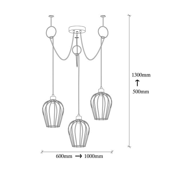 Melna griestu lampa ar 3 spuldzēm Opviq lights Tel Chain-image-3
