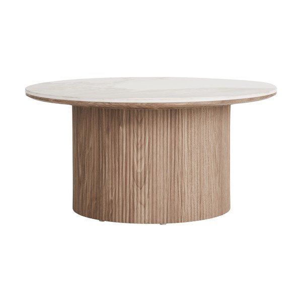 Bēšs/dabīga toņa apaļš žurnālgaldiņš ar marmora imitācijas galda virsmu ø 80 cm Athens – House Nordic-image-4