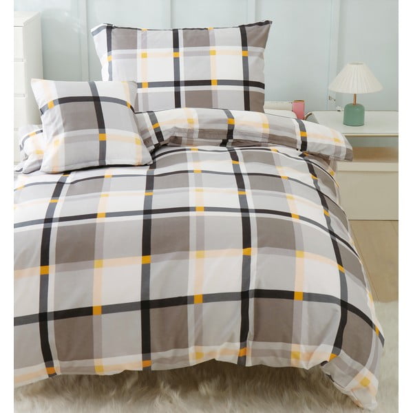 Brūna/krēmkrāsas vienvietīga gultas veļa no mikrosatīna 140x200 cm Henry – My House-image-2