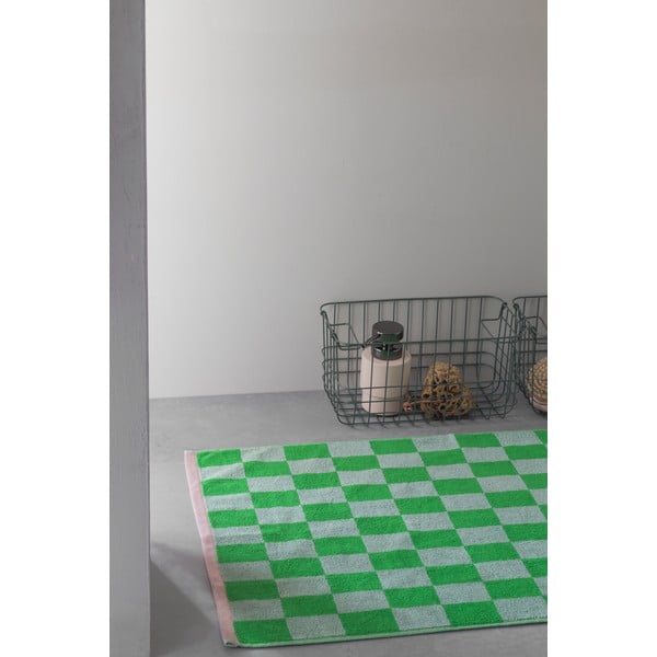 Zaļš vannas istabas paklājiņš no organiskās kokvilnas 50x80 cm Retro – Mette Ditmer Denmark-image-1