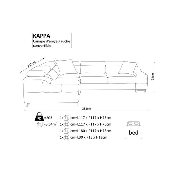 Melna stūra dīvāns-guļamā gulta Windsor & Co. Dīvāni Kappa, kreisais stūris-image-3