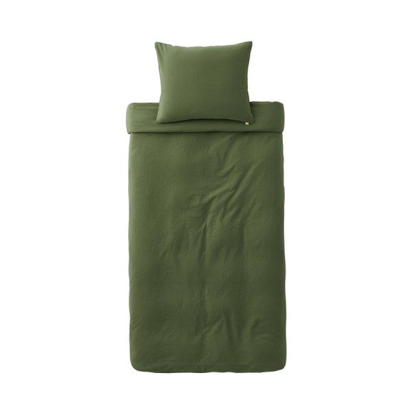 Zaļa vienguļamā gultas veļa no lina maisījuma 150x200 cm Elly – Ellos Home
