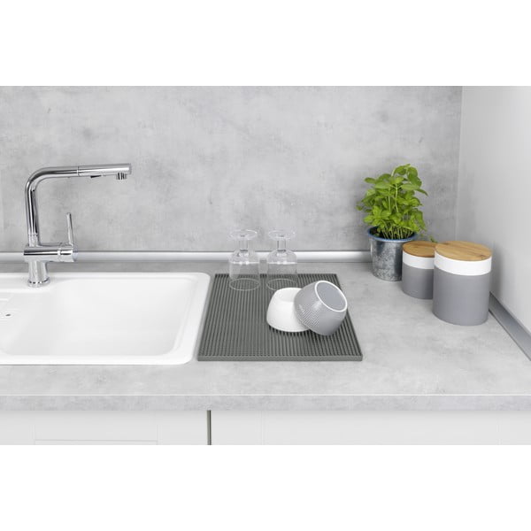 Pelēks gumijas trauku žāvēšanas paliktnis 40x30 cm Maxi – Wenko-image-2