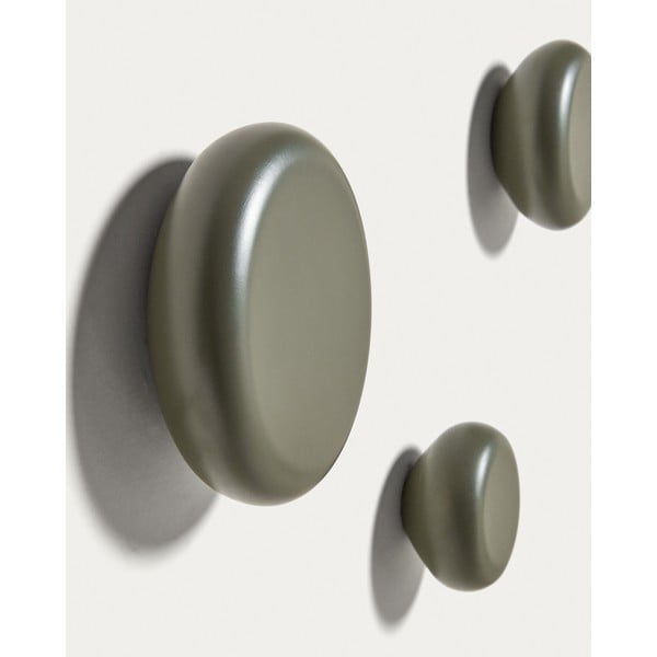 Dūmakaini zaļi koka sienas āķi (3 gab.) Nadue – Kave Home-image-1