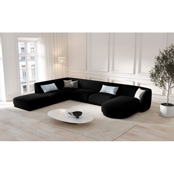 Melns samta stūra dīvāns (kreisais stūris) Miley – Micadoni Home-image-1