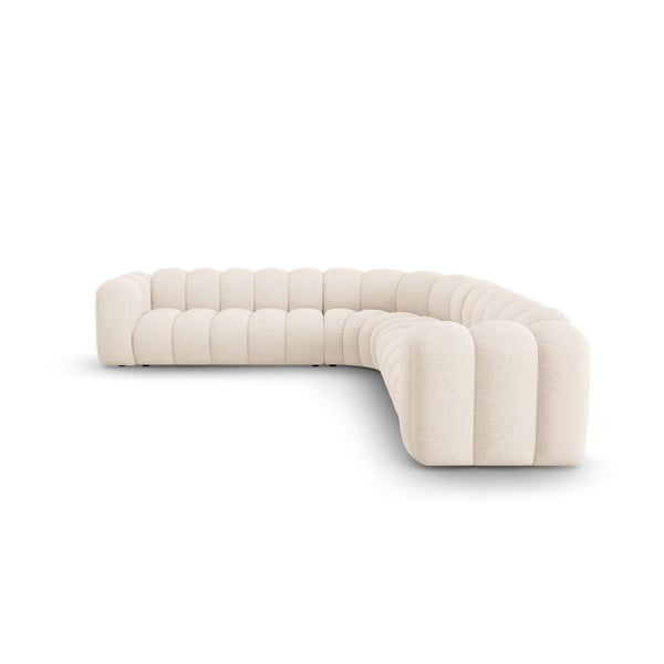 Krēmkrāsas modulārais stūra dīvāns no šenila auduma Lupine – Micadoni -image-2