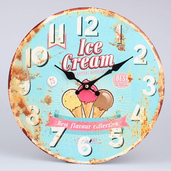 Retro saldējuma koka pulkstenis, 34x34 cm