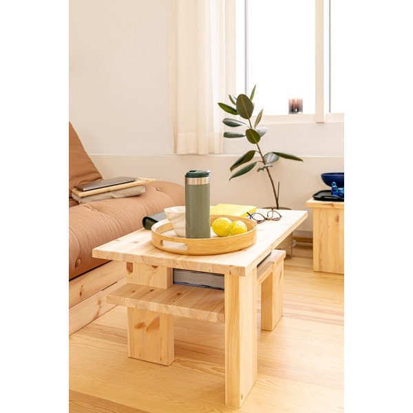 Brūns priedes masīvkoka žurnālgaldiņš 45x68 cm Japan – Karup Design-image-4