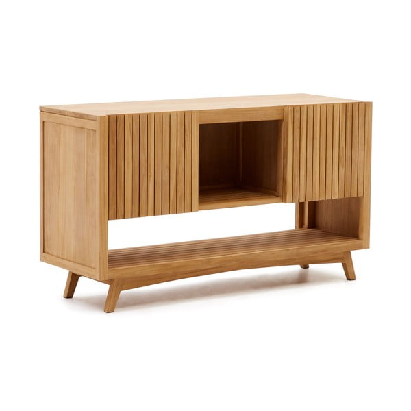 Dabīga toņa tīkkoka masīvkoka zems skapītis zem izlietnes 140x80 cm Kuveni – Kave Home-image-2