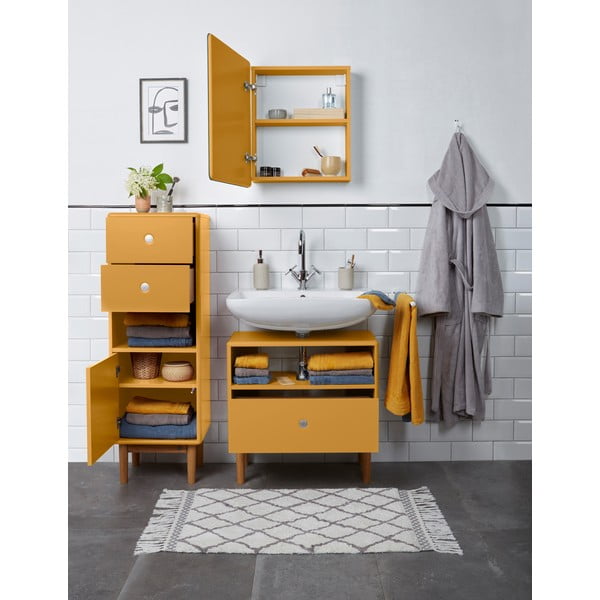 Sinepju dzeltens augsts/piekarams vannas istabas skapis 40x100 cm Color Bath – Tom Tailor-image-1