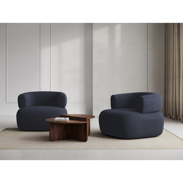 Tumši zils atpūtas krēsls no buklē auduma Jenny – Micadoni Home-image-1