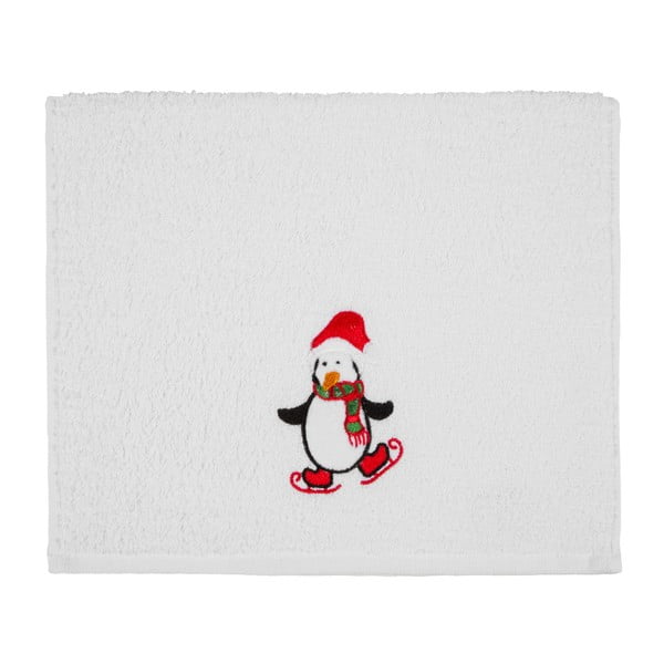 Ziemassvētku pingvīns Balts vannas dvielis, 30 x 50 cm