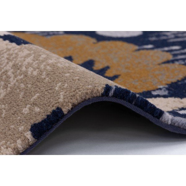 Tumši zils vilnas paklājs 133x190 cm Chintz – Agnella-image-1