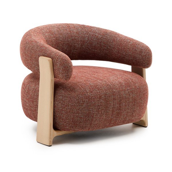 Terakotas oranžs atpūtas krēsls no šenila auduma Granite – Kave Home