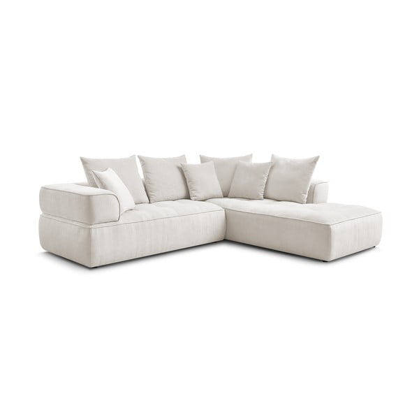 Bēšs stūra dīvāns no šenila auduma (ar labo stūri/L veida) Whesley – Bobochic Paris-image-3