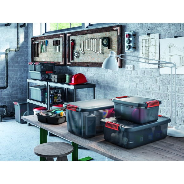 Pelēka plastmasas uzglabāšanas kaste ar vāku 59x39x45 cm K Latch Box – KIS-image-1