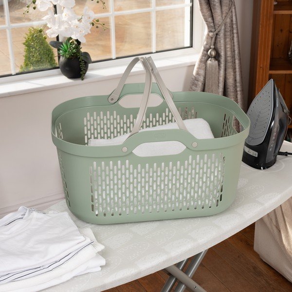 Gaiši zaļš plastmasas veļas grozs 45 l – Addis-image-1